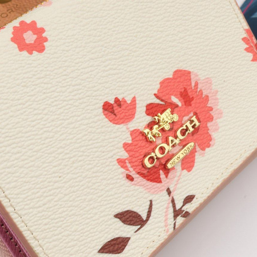 Coach Floral Print Zip Wallet in White and Pink 🌸✨