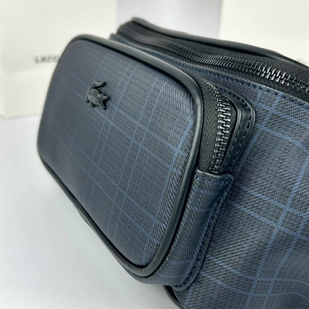 Lacoste Plaid Waist Bag in Sophisticated Blue and Black 🐊💼