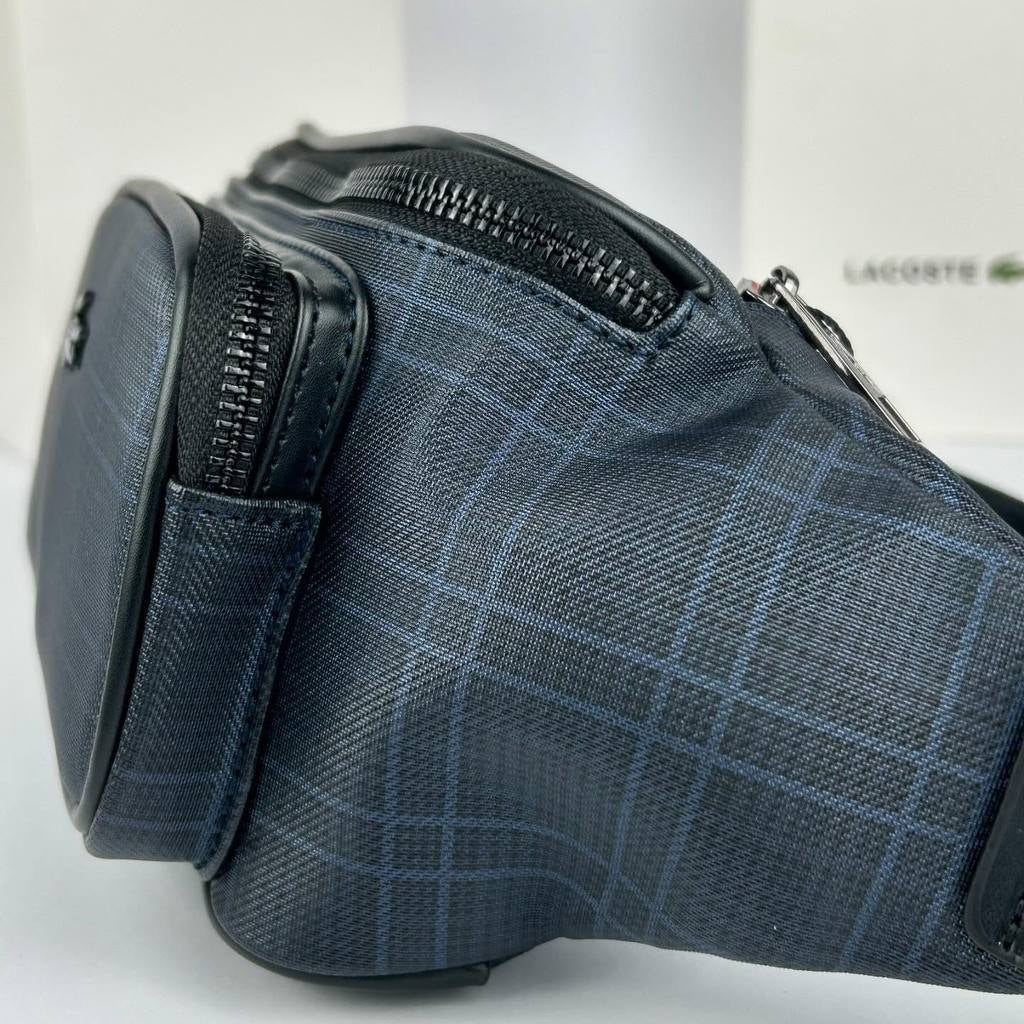 Lacoste Plaid Waist Bag in Sophisticated Blue and Black 🐊💼