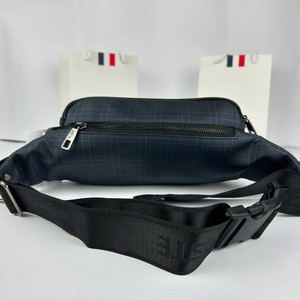 Lacoste Plaid Waist Bag in Sophisticated Blue and Black 🐊💼