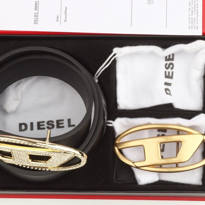 Diesel Interchangeable Buckle Belt Set in Genuine Leather ✨🖤