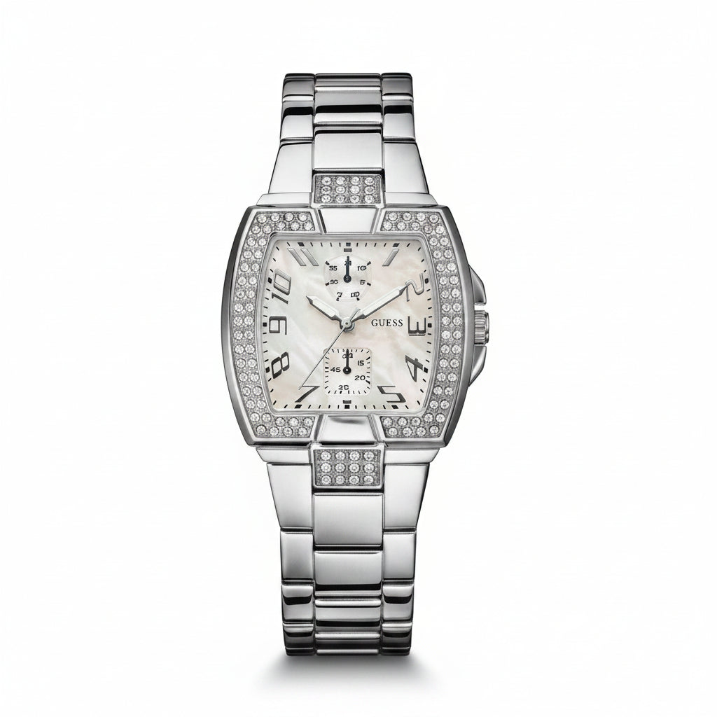 Guess Crystal Embellished Silver Tone Multi Function Watch ✨⌚