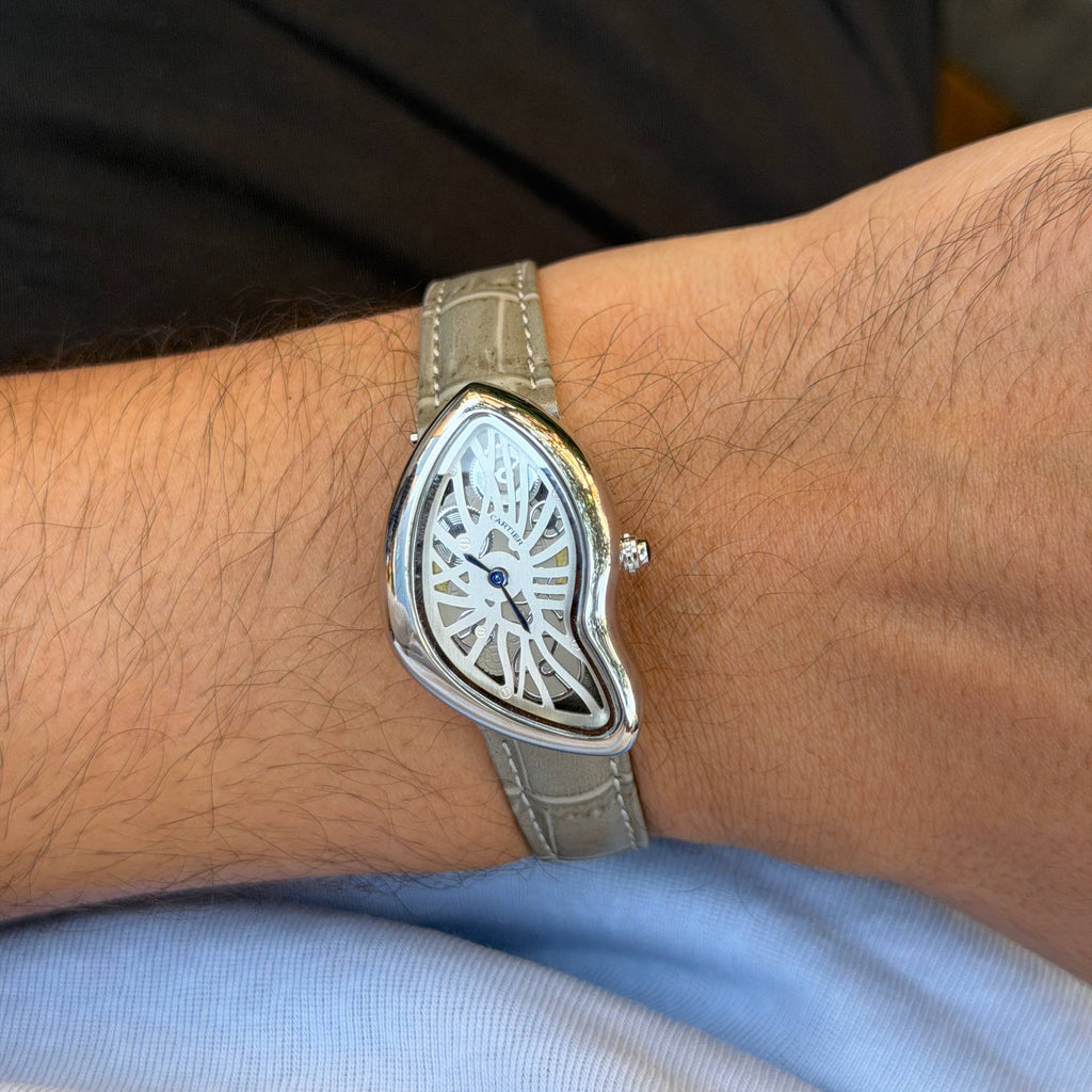 Cartier Crash Skeleton Watch with Black Leather Strap ⌚✨