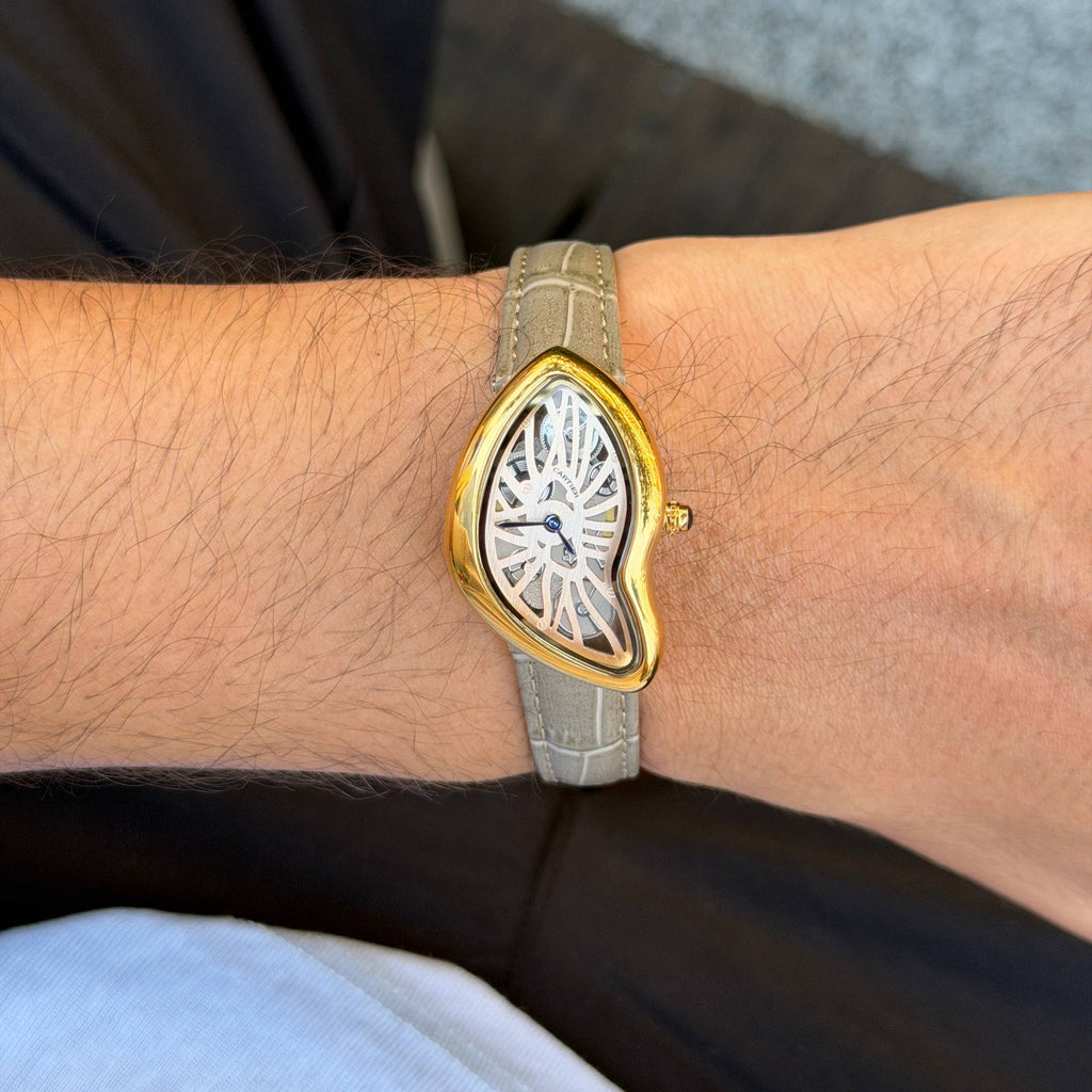 Cartier Crash Skeleton Watch with Black Leather Strap ⌚✨