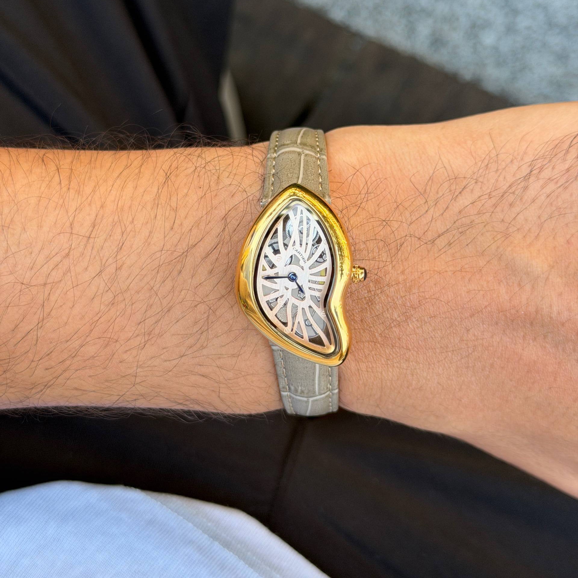 Cartier Crash Skeleton Watch with Black Leather Strap ⌚✨