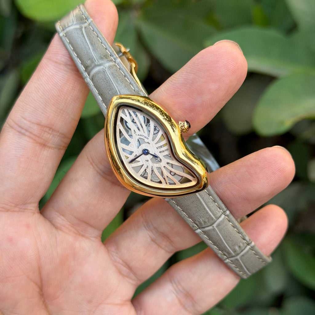 Cartier Crash Skeleton Watch with Black Leather Strap ⌚✨