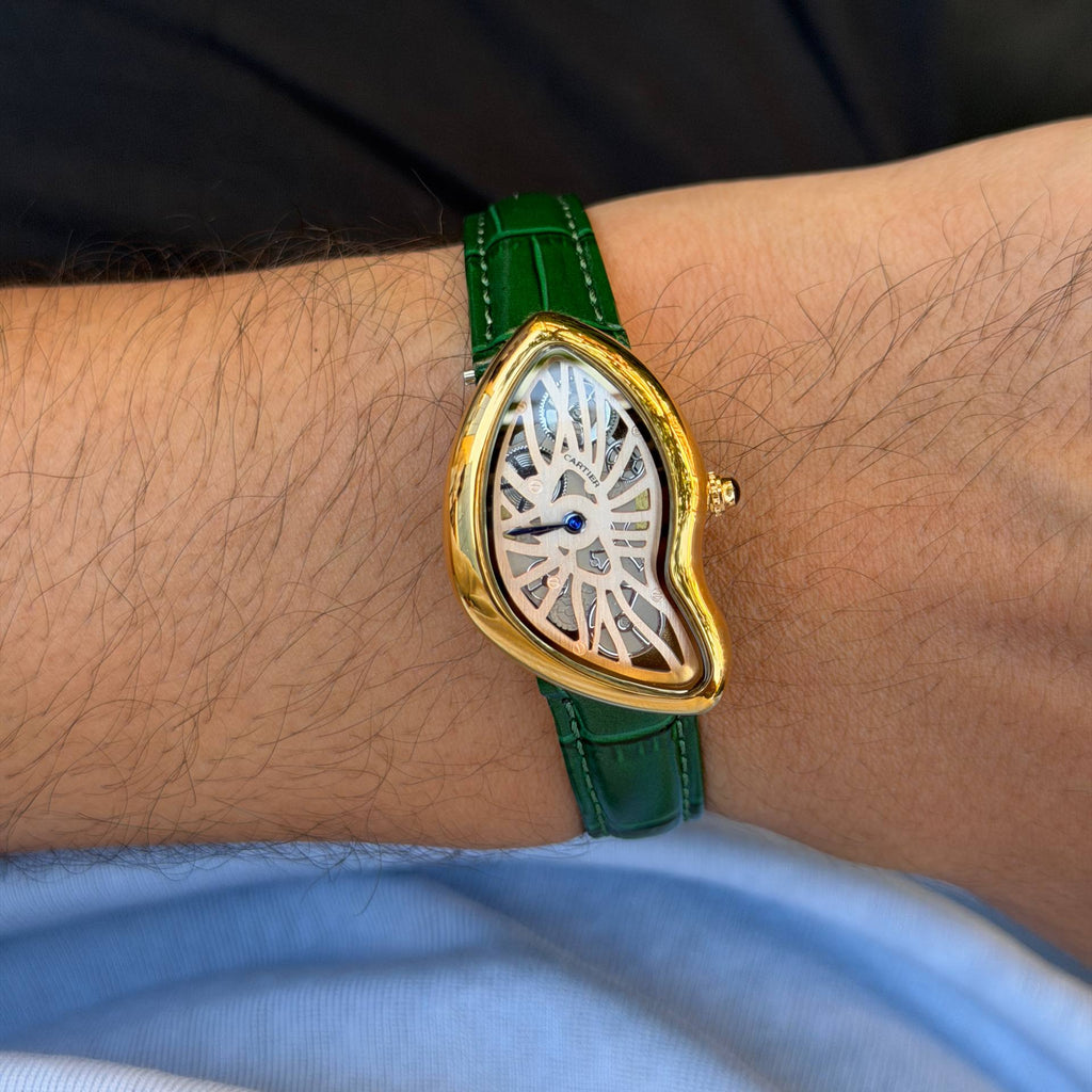 Cartier Crash Skeleton Watch with Black Leather Strap ⌚✨