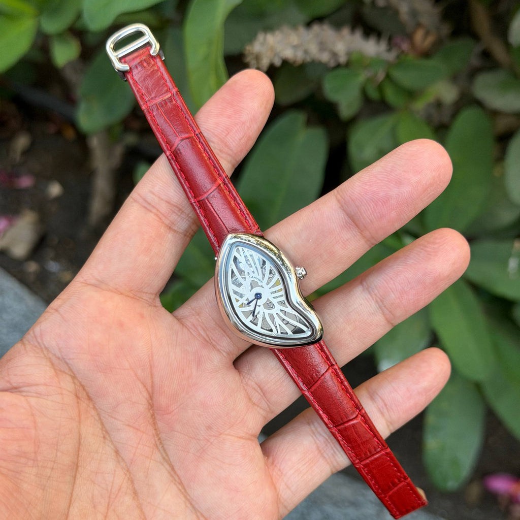 Cartier Crash Skeleton Watch with Black Leather Strap ⌚✨