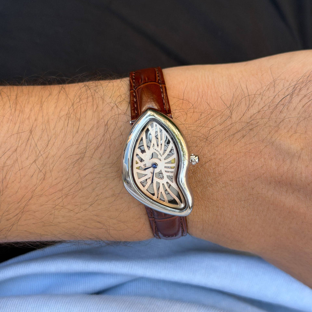 Cartier Crash Skeleton Watch with Black Leather Strap ⌚✨
