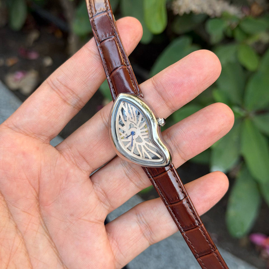 Cartier Crash Skeleton Watch with Black Leather Strap ⌚✨