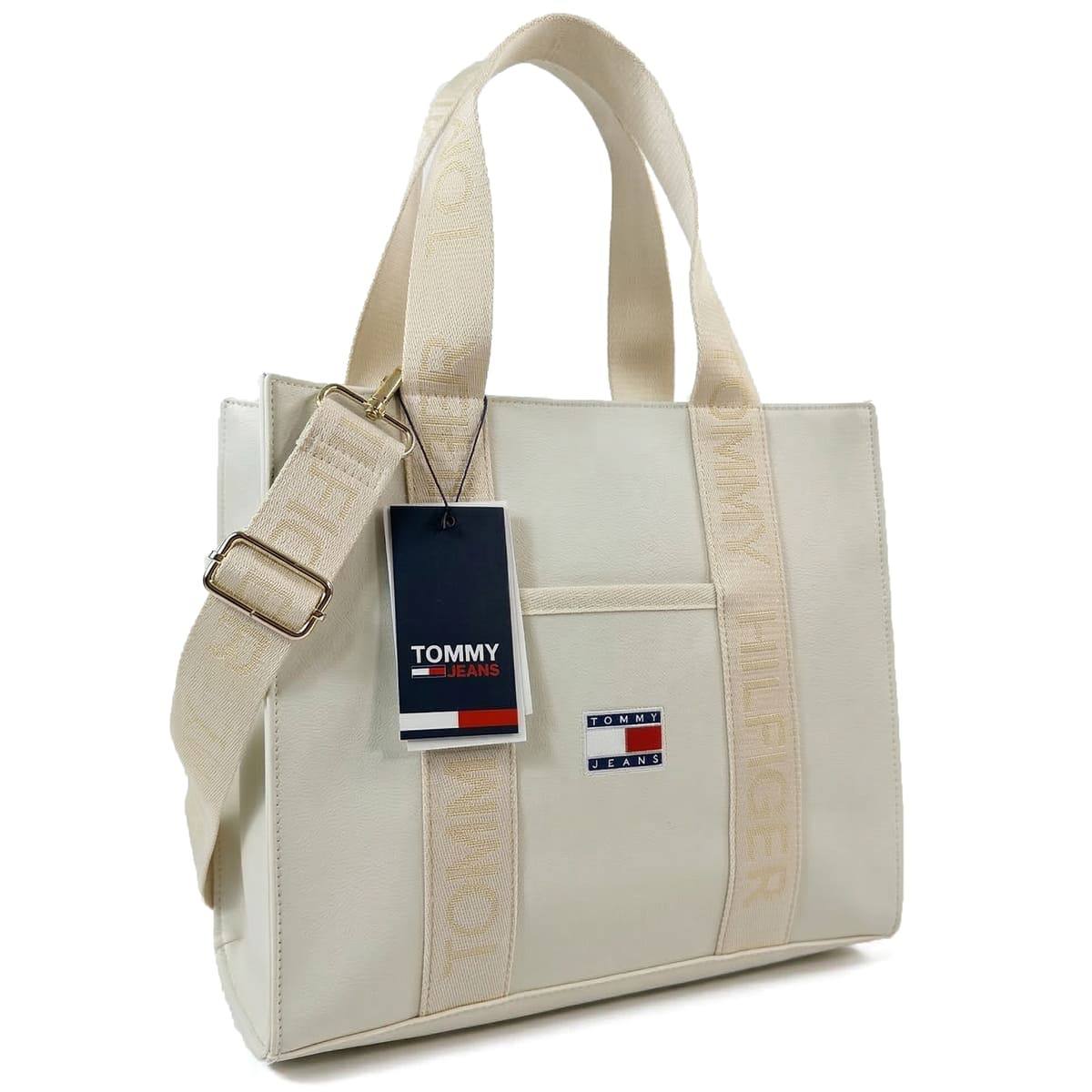Tommy Hilfiger Jeans Logo Strap Tote Bag in Cream 👜✨