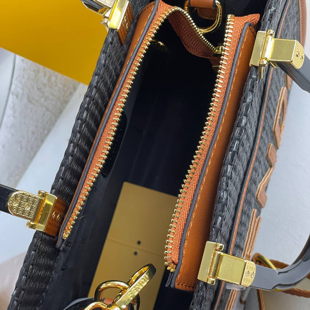 Fendi Roma Woven Straw Tote with Shoulder Strap 👜✨