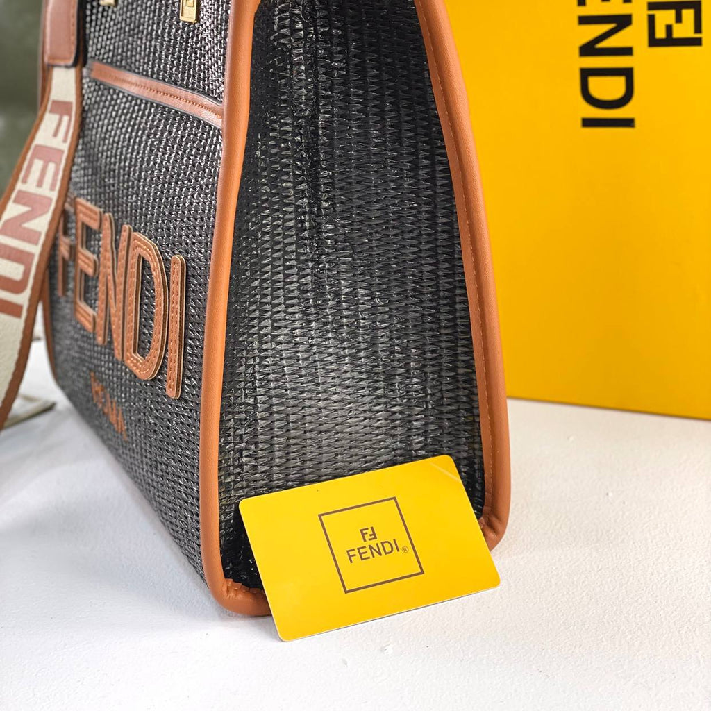 Fendi Roma Woven Straw Tote with Shoulder Strap 👜✨