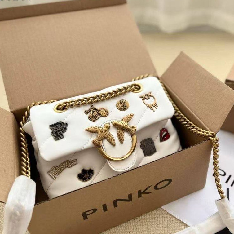 Pinko Quilted Shoulder Bag with Decorative Pins 👜✨