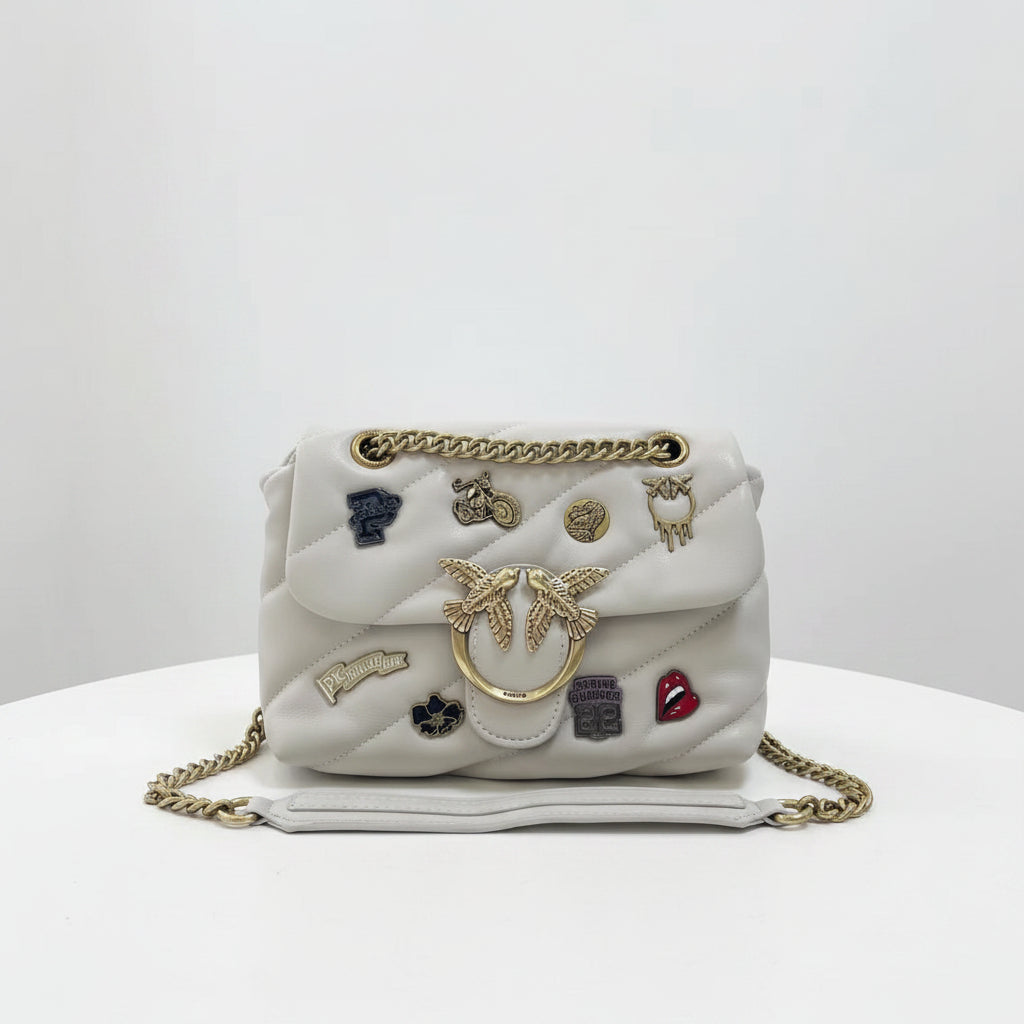 Pinko Quilted Shoulder Bag with Decorative Pins 👜✨
