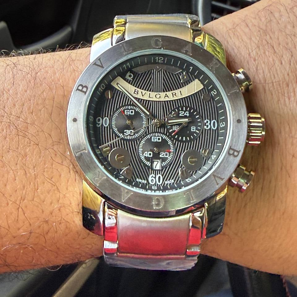 Bvlgari Stainless Steel Swiss Design Chronograph Watch