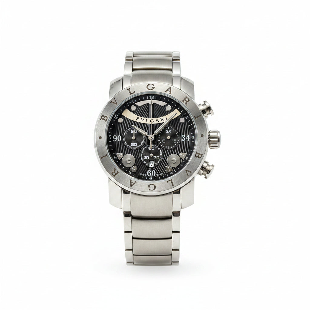 Bvlgari Stainless Steel Swiss Design Chronograph Watch