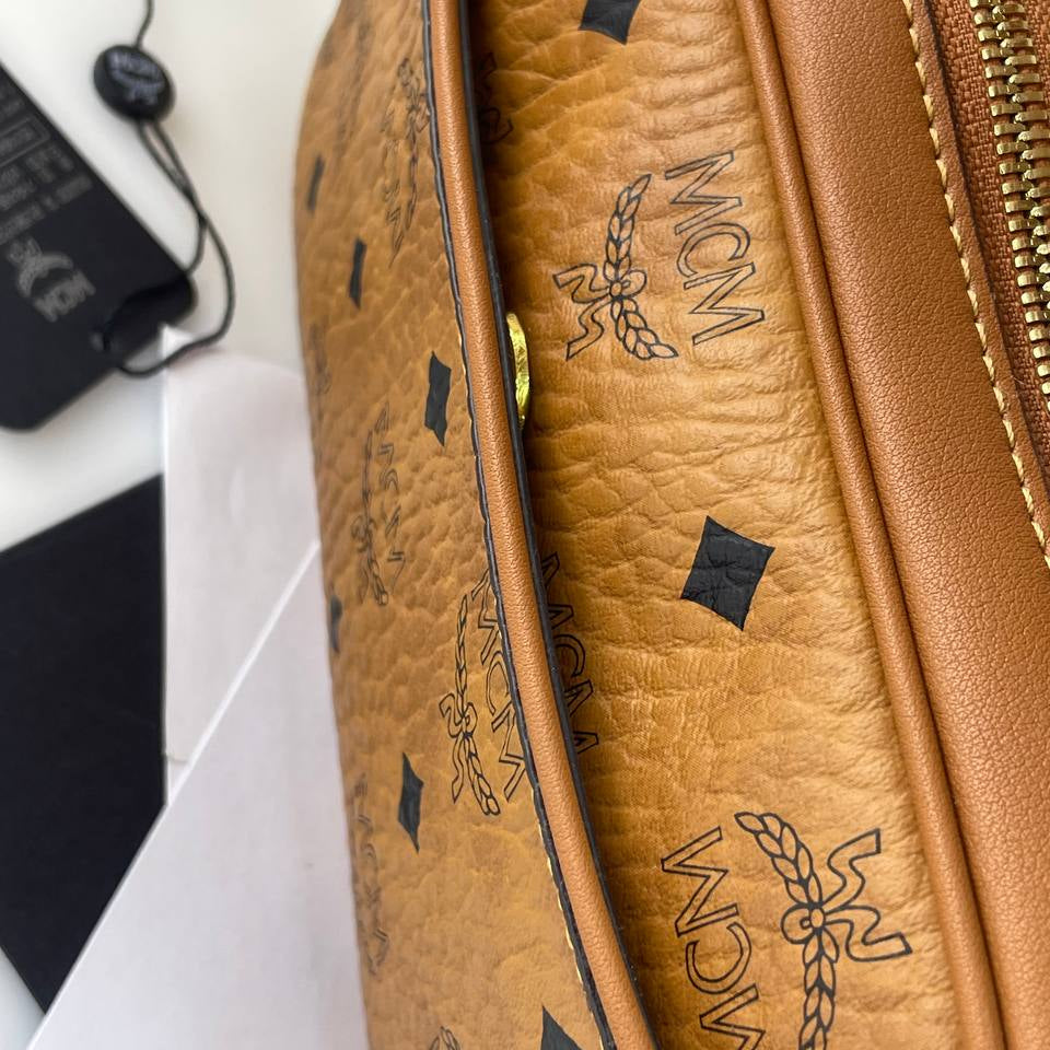MCM Monogram Crossbody Bag with Gold Tone Hardware