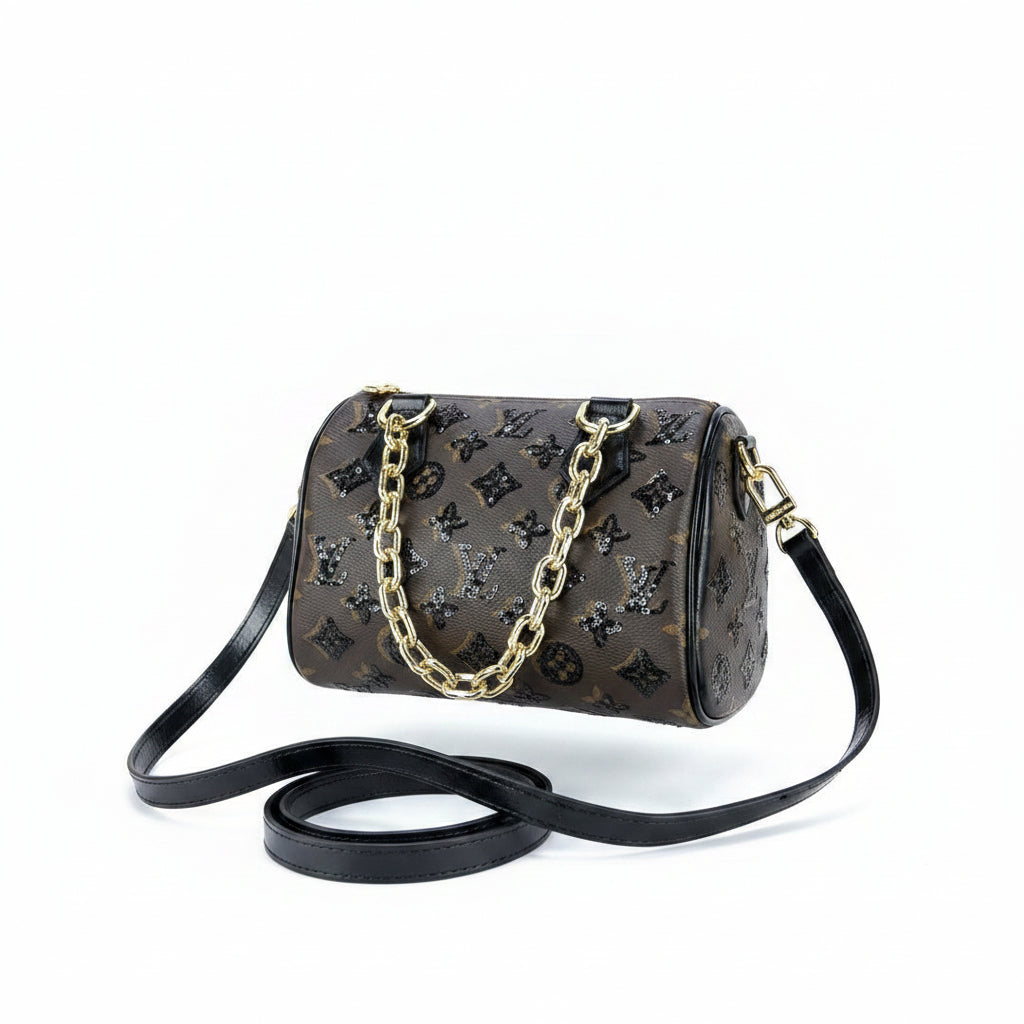 Louis Vuitton Monogram Sequin Bag with Gold Chain Handle