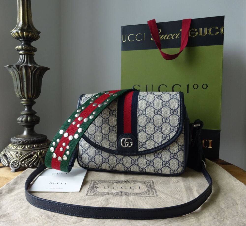 Gucci Inspired Web Stripe Crossbody with Studded Strap
