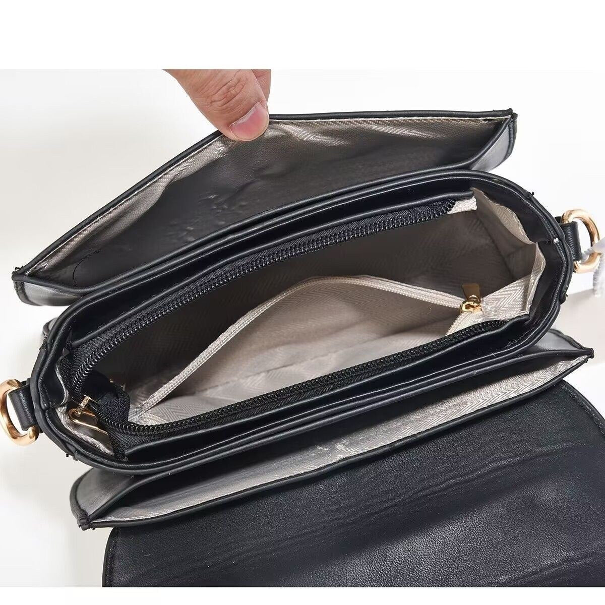 Two-Tone Crossbody Bag with Decorative Paisley Scarf Handle