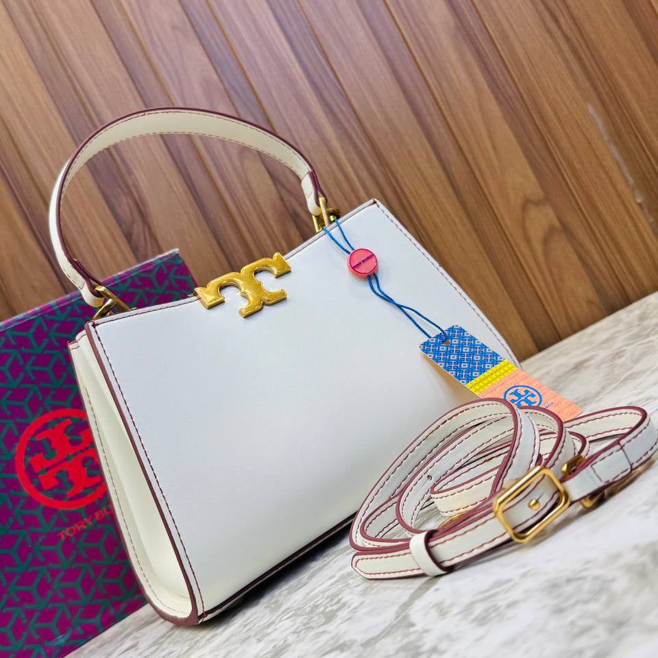 Tory Burch Metallic Gold Structured Top Handle Bag