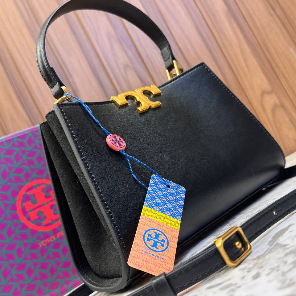 Tory Burch Metallic Gold Structured Top Handle Bag