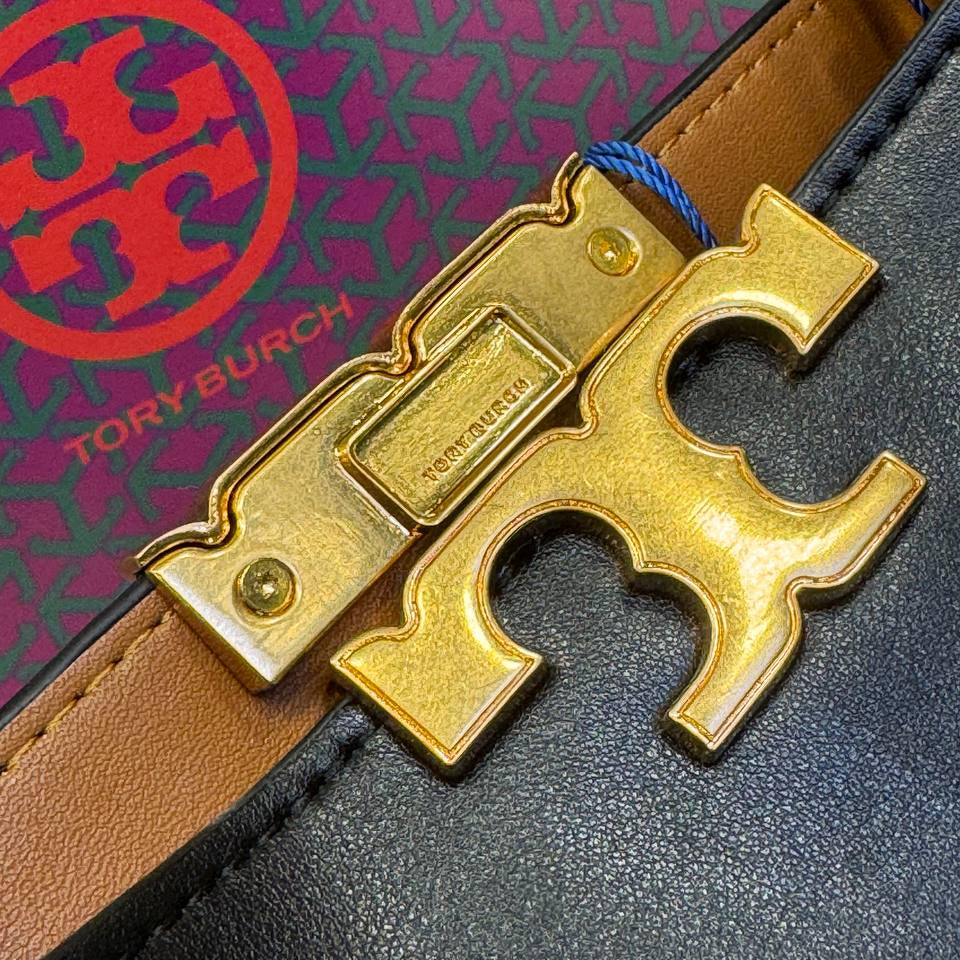 Tory Burch Metallic Gold Structured Top Handle Bag