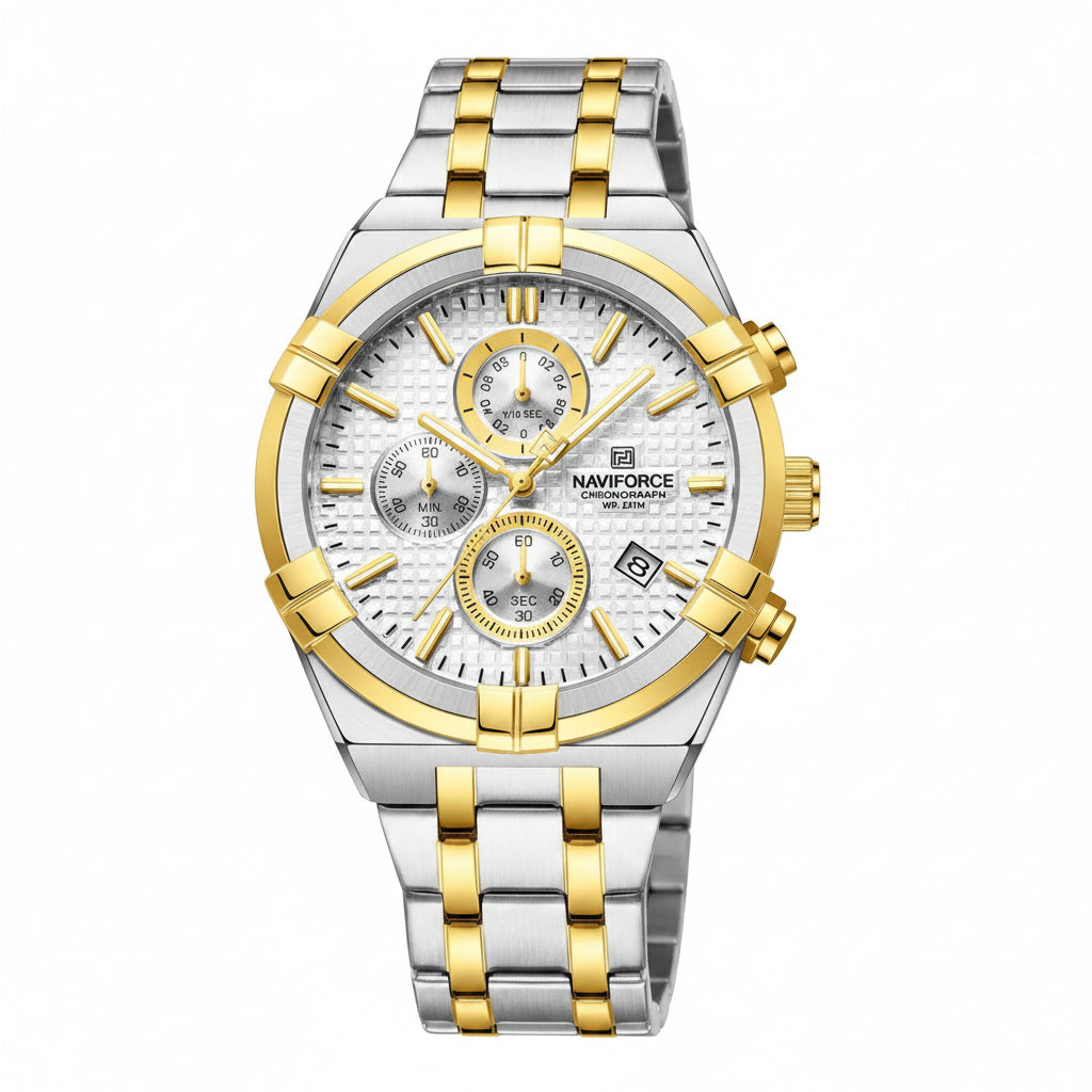 NAVIFORCE Two Tone Stainless Steel Chronograph Watch