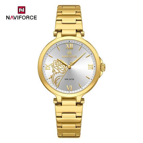 NAVIFORCE Rose Motif Stainless Steel Analog Watch