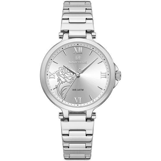 NAVIFORCE Rose Motif Stainless Steel Analog Watch
