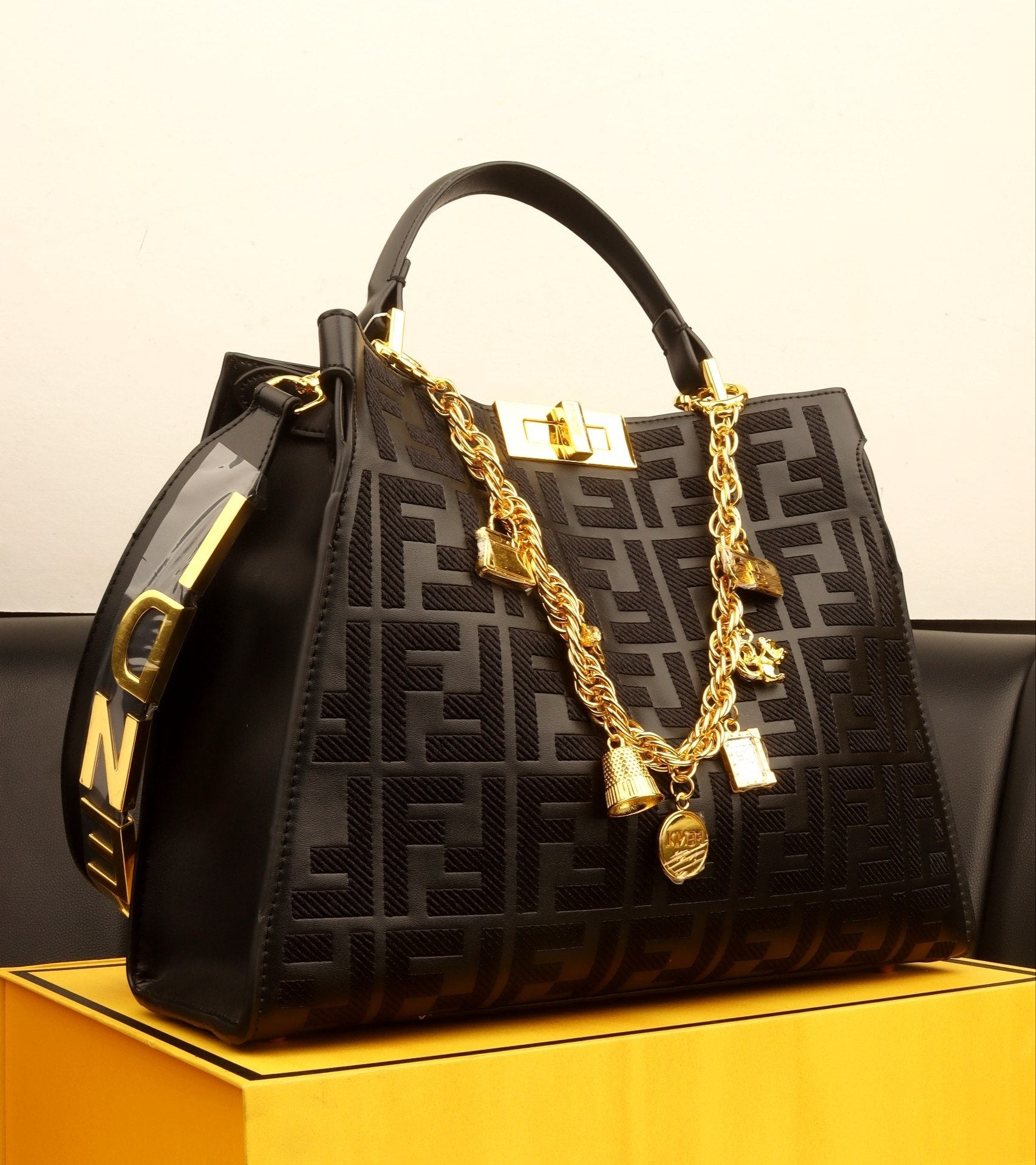 Fendi Mirror Original Quilted Bag with Signature Bell Charm