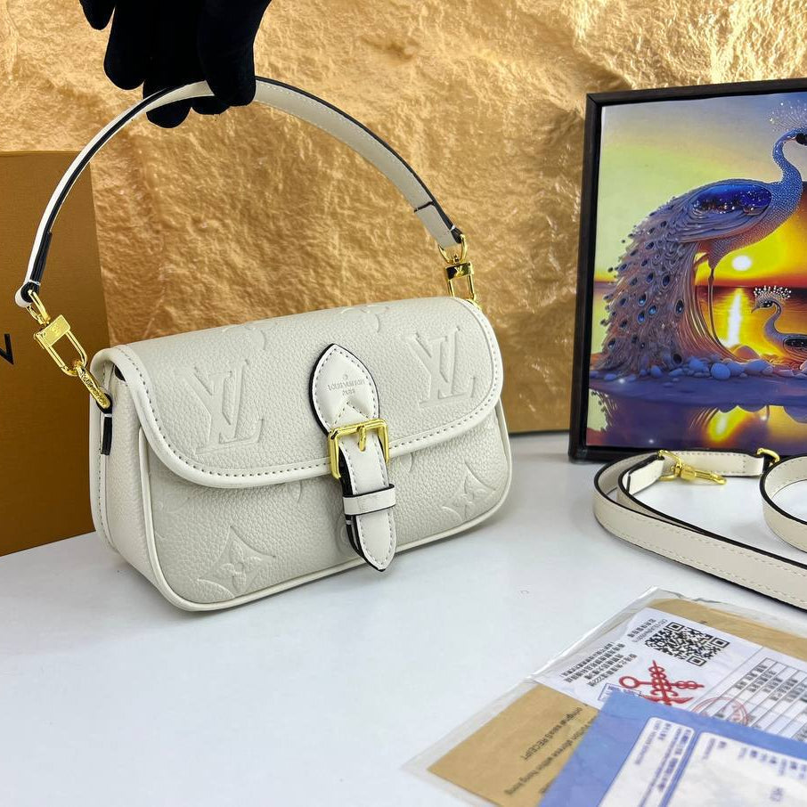 Monogram Embossed Shoulder Bag with Buckle Detail