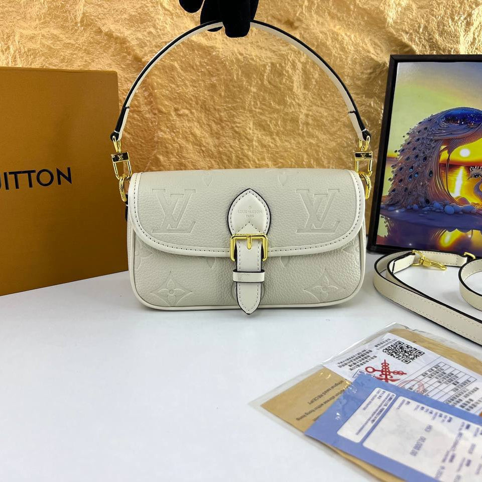Monogram Embossed Shoulder Bag with Buckle Detail