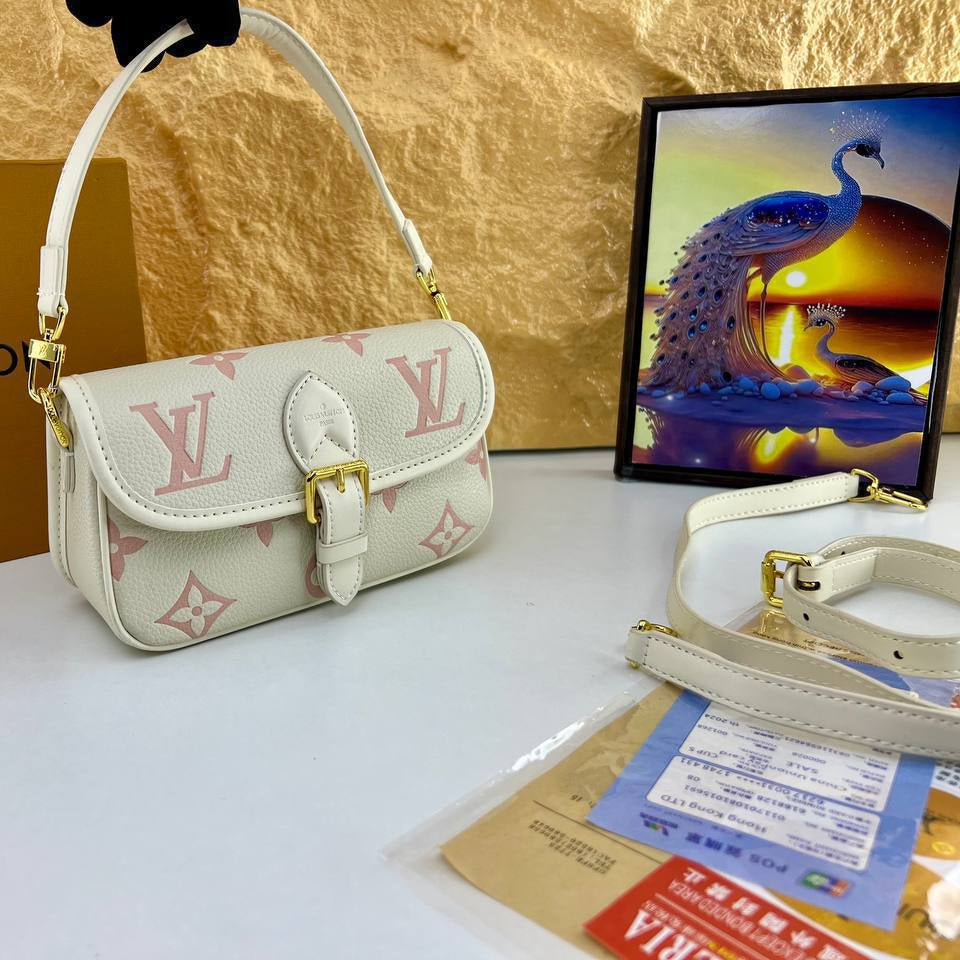 Monogram Embossed Shoulder Bag with Buckle Detail