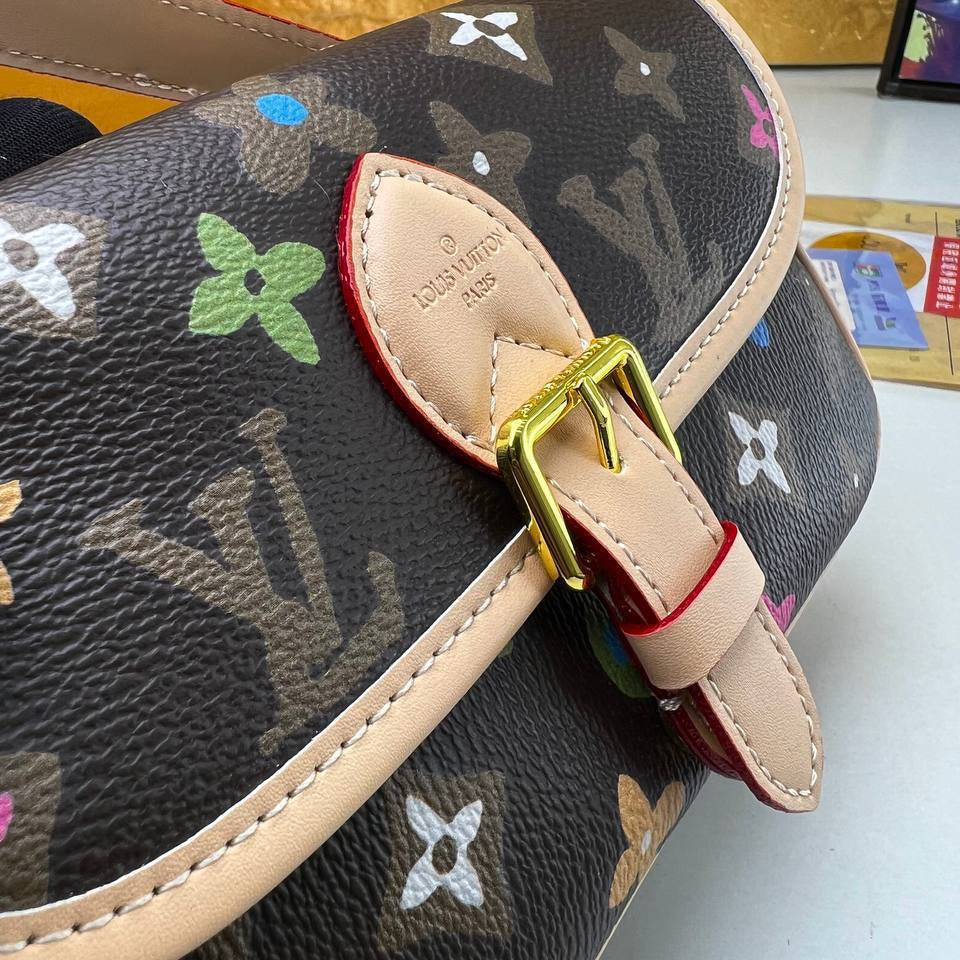 Monogram Embossed Shoulder Bag with Buckle Detail