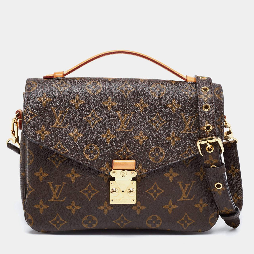 Louis Vuitton Monogram Satchel with Vibrant Orange Accents