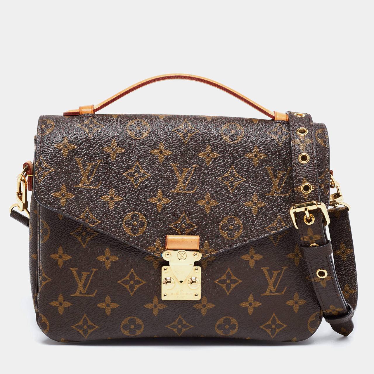 Louis Vuitton Monogram Satchel with Vibrant Orange Accents