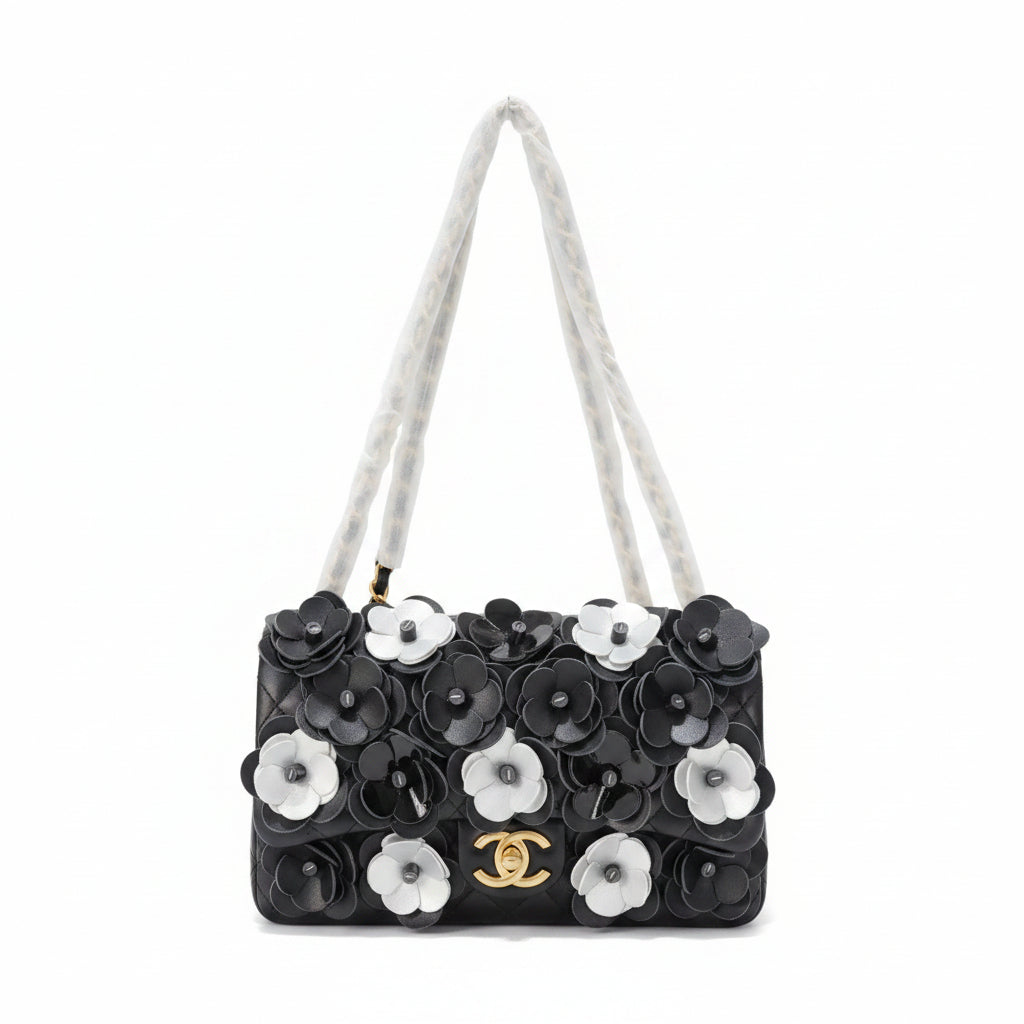 Chanel Floral Embellished Shoulder Bag with Chain Strap
