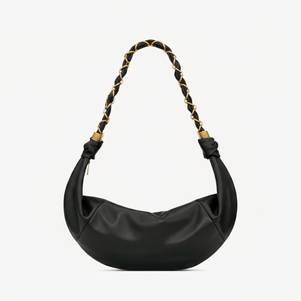 Saint Laurent Crescent Bag with Braided Chain Strap