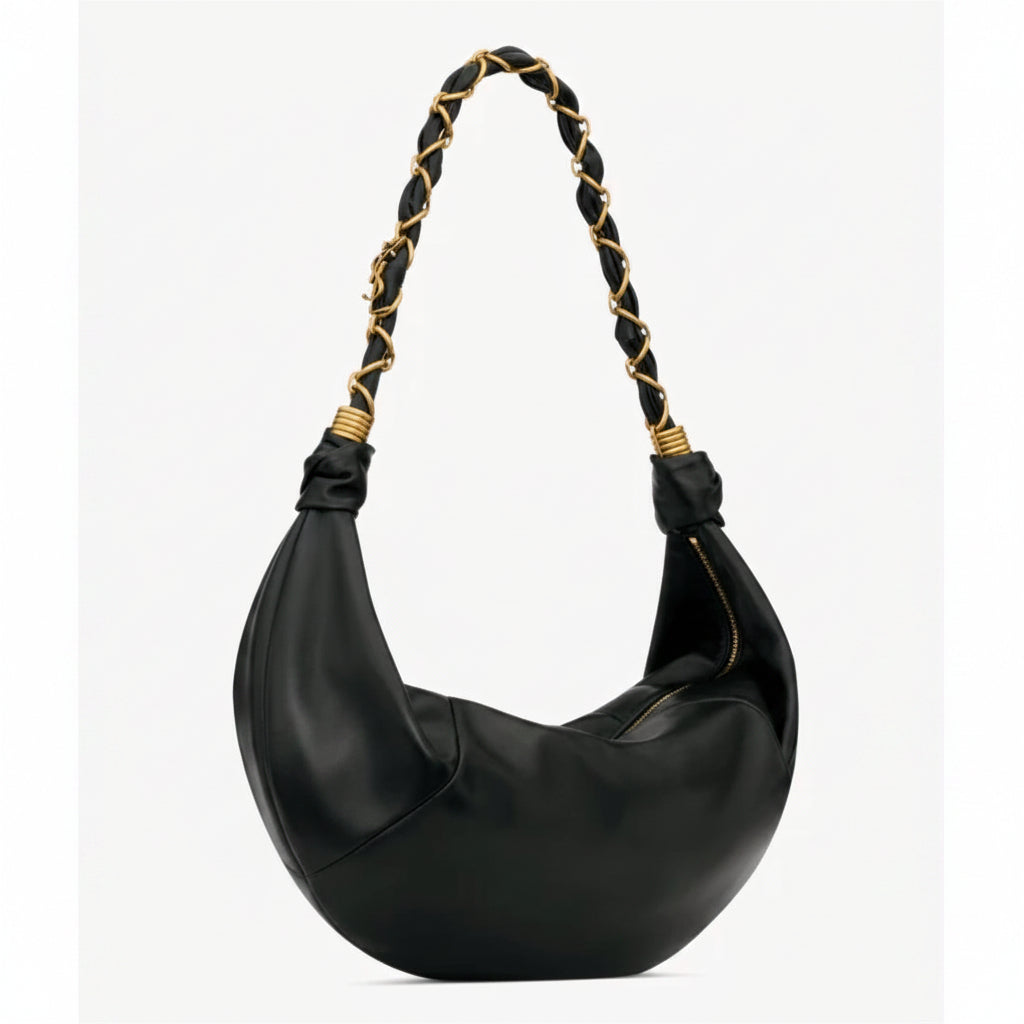 Saint Laurent Crescent Bag with Braided Chain Strap