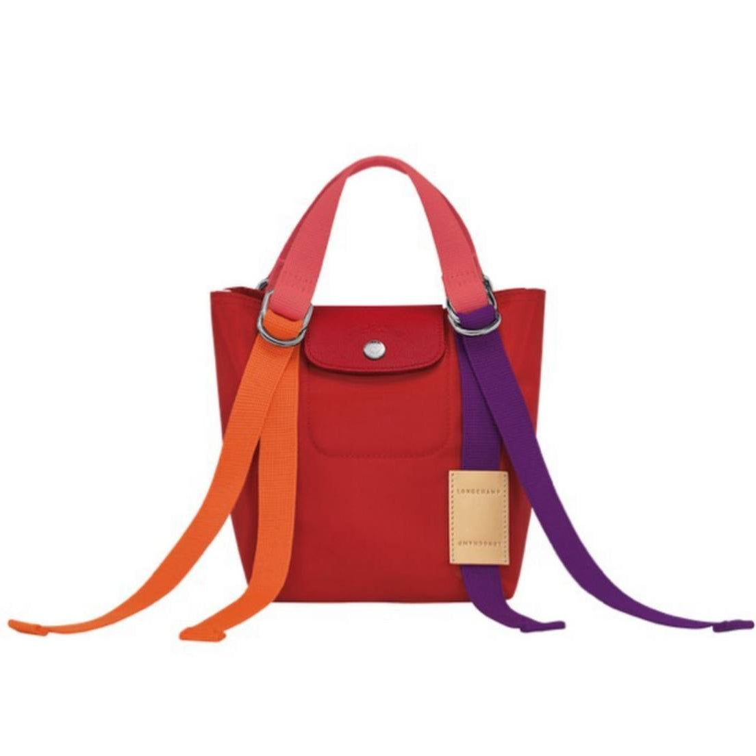 Longchamp Style Pink Handbag with Vibrant Contrast Straps