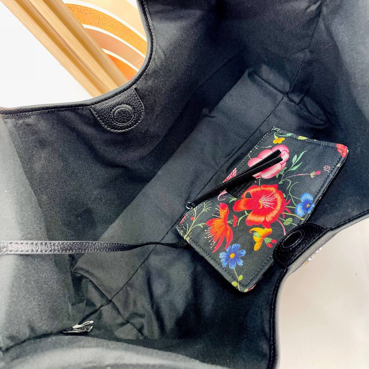 Gucci Floral Print Tote and Pouch Set with Iconic Web Stripe