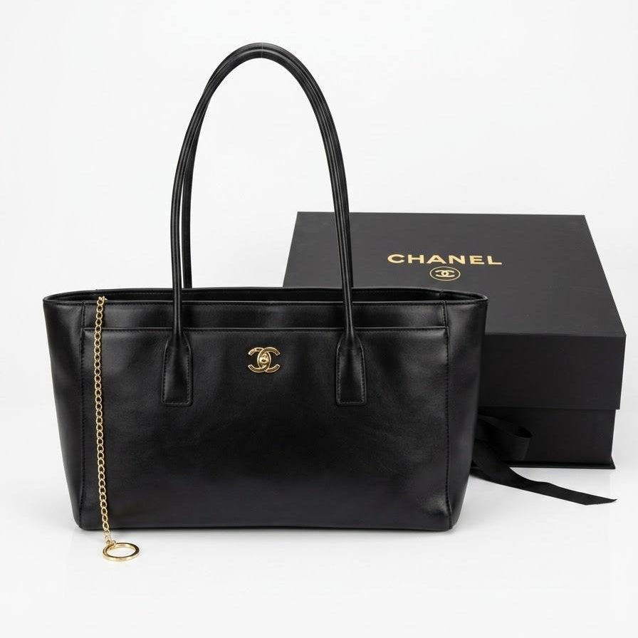 Chanel Elegant Gold-Tone Logo Tote Bag