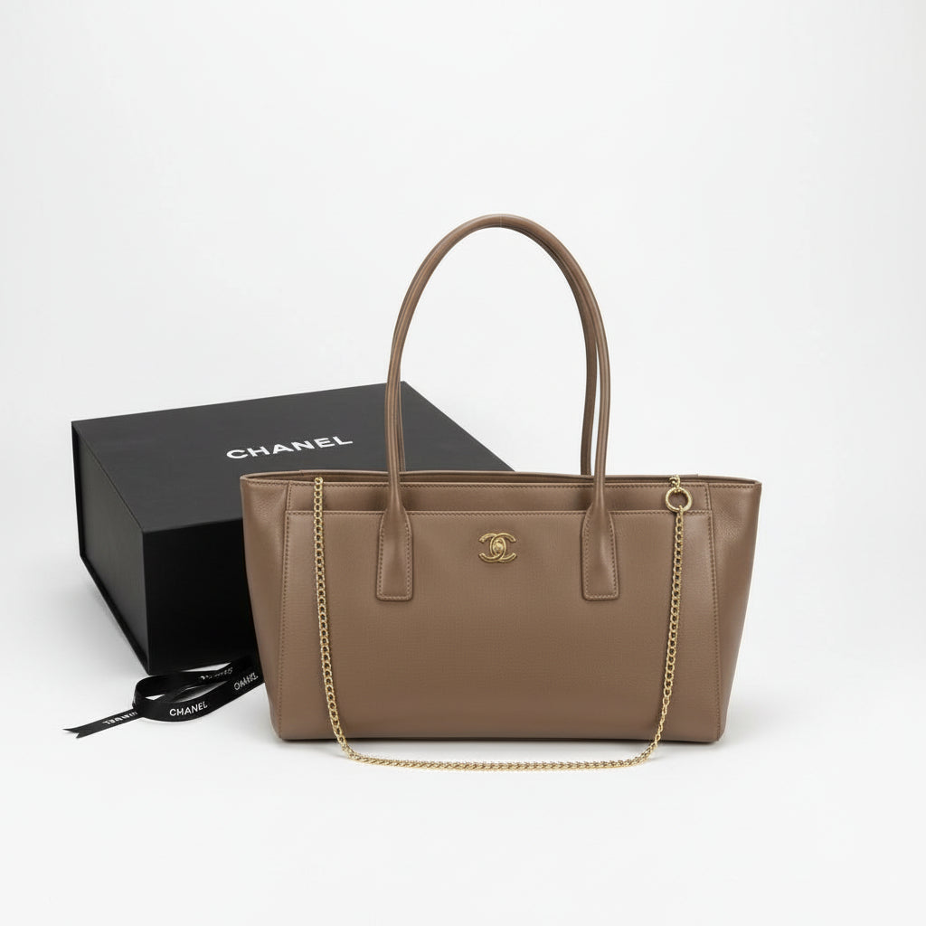 Chanel Elegant Gold-Tone Logo Tote Bag