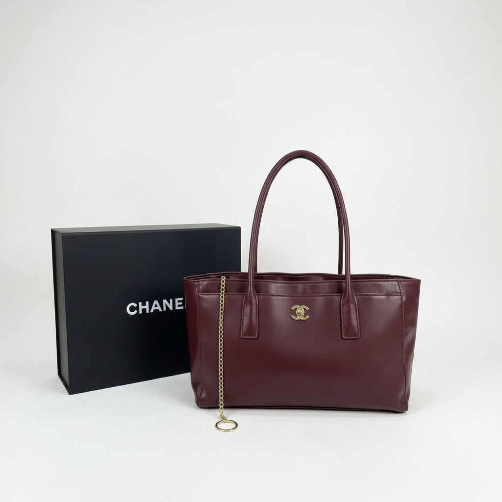 Chanel Elegant Gold-Tone Logo Tote Bag