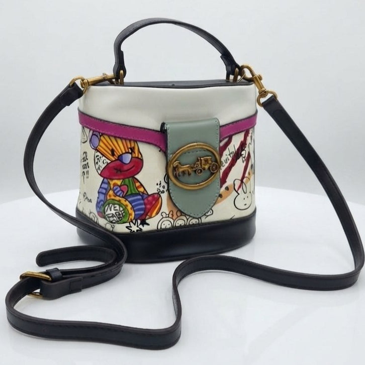 Coach Cartoon Print Multi-Color Bucket Bag