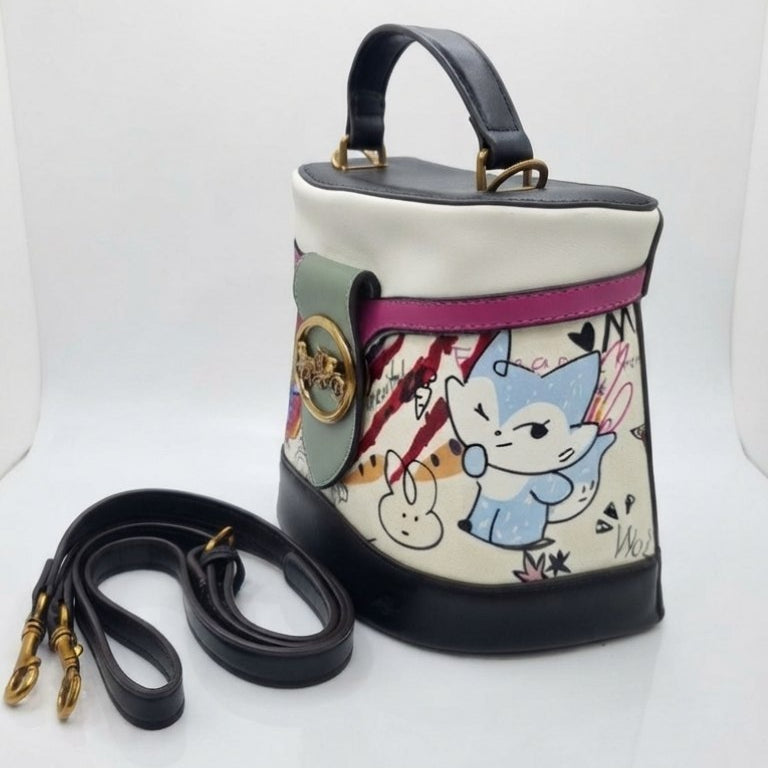 Coach Cartoon Print Multi-Color Bucket Bag