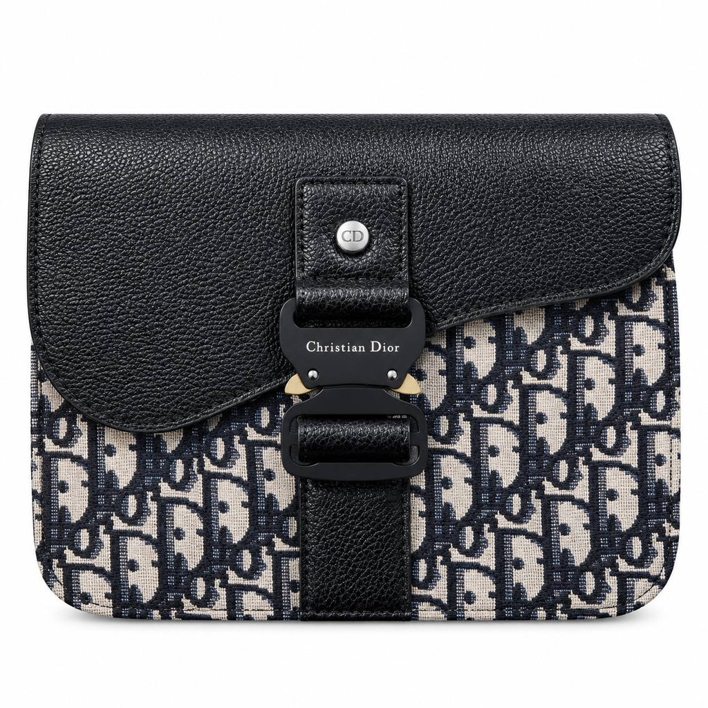 Christian Dior Oblique Messenger Bag with Signature Buckle