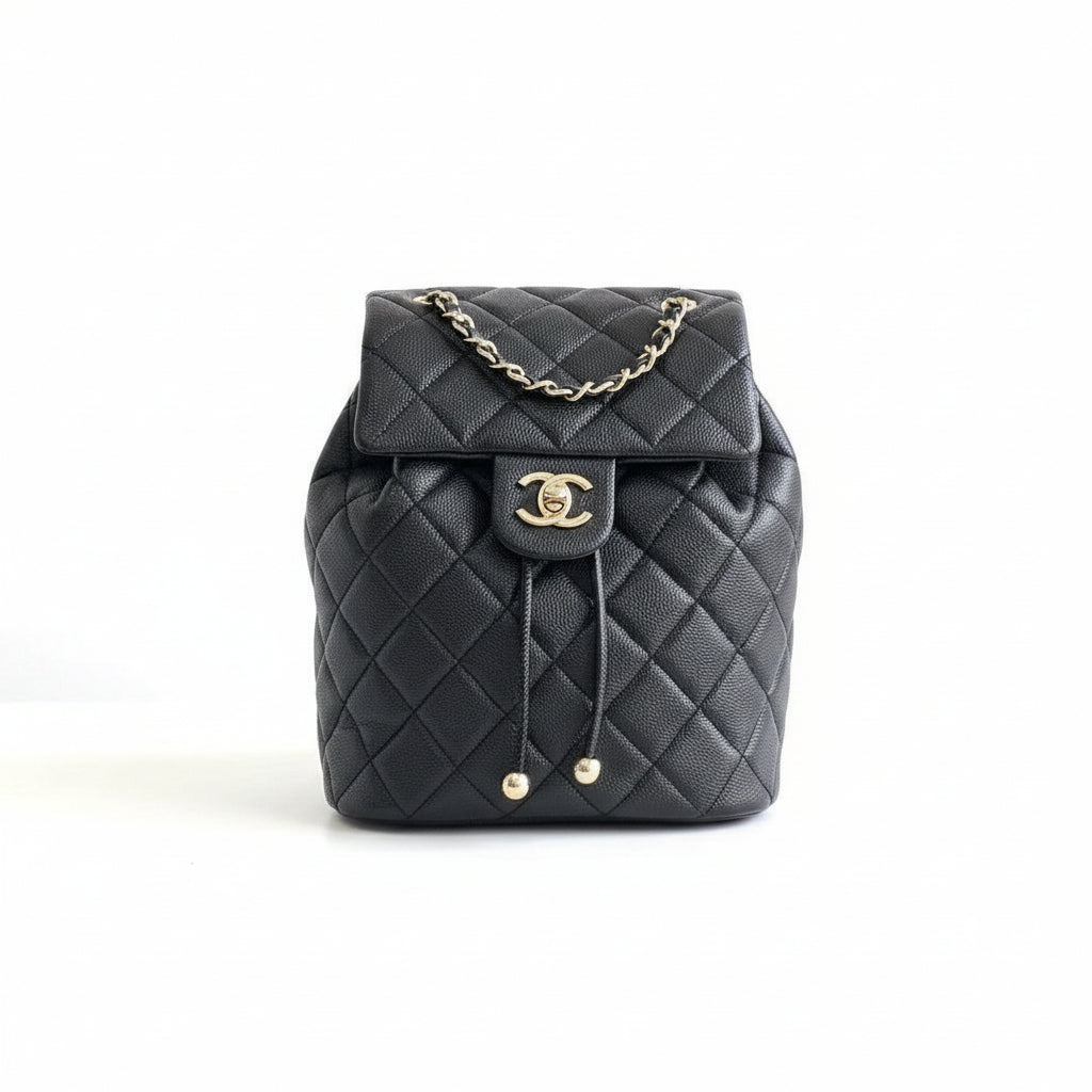 Chanel Quilted Black Backpack with Signature Chain Detail